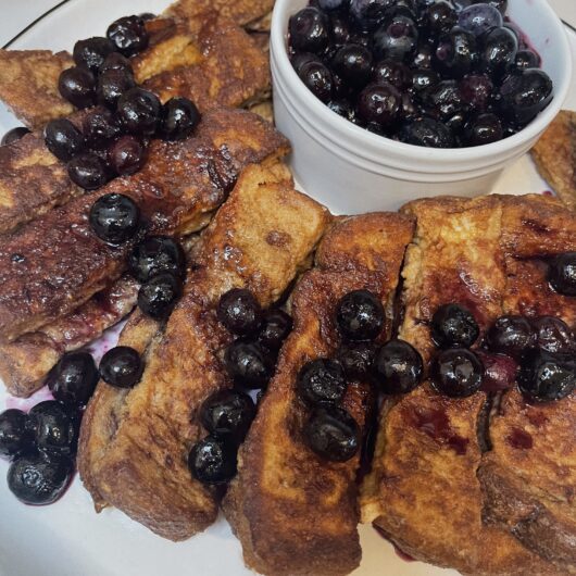 French Toast Sticks with Blueberry Maple Dipping Sauce